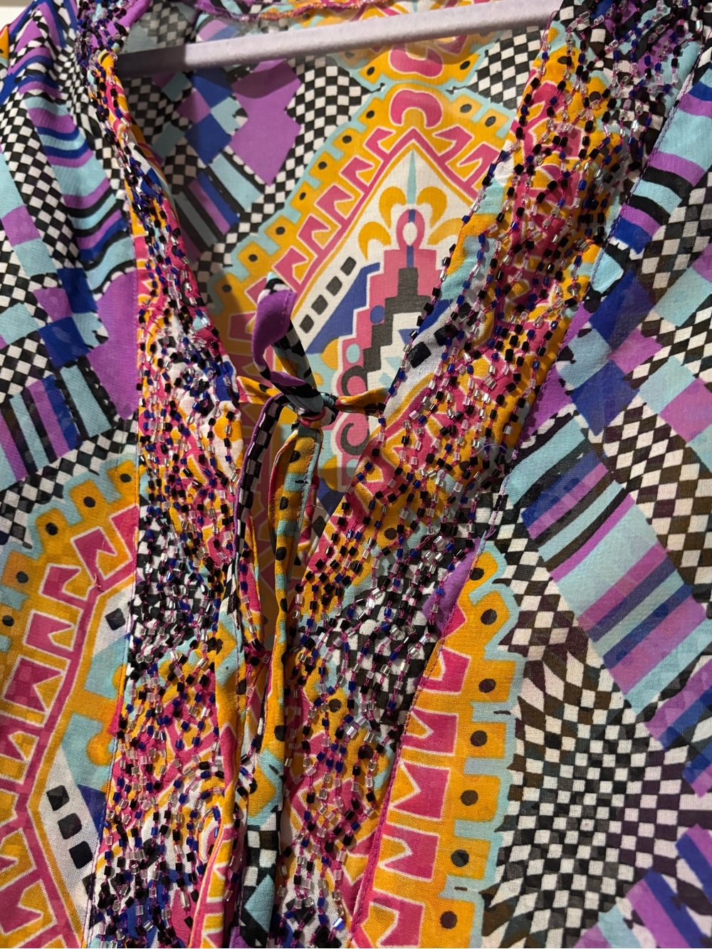 Raviya Colorful Beaded Swim Cover-Up Tunic – Medium - Picture 2 of 5